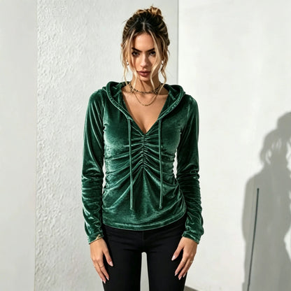 VELYORA — Sweat à capuche plissé – Cordon ajustable, photographie du produit