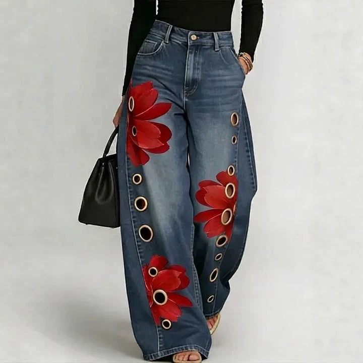 VELYORA — Pantalon imprimé décontracté – Coupe ample, photographie du produit