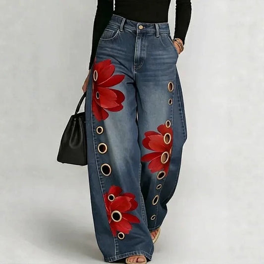 VELYORA — Pantalon imprimé décontracté – Coupe ample, photographie du produit