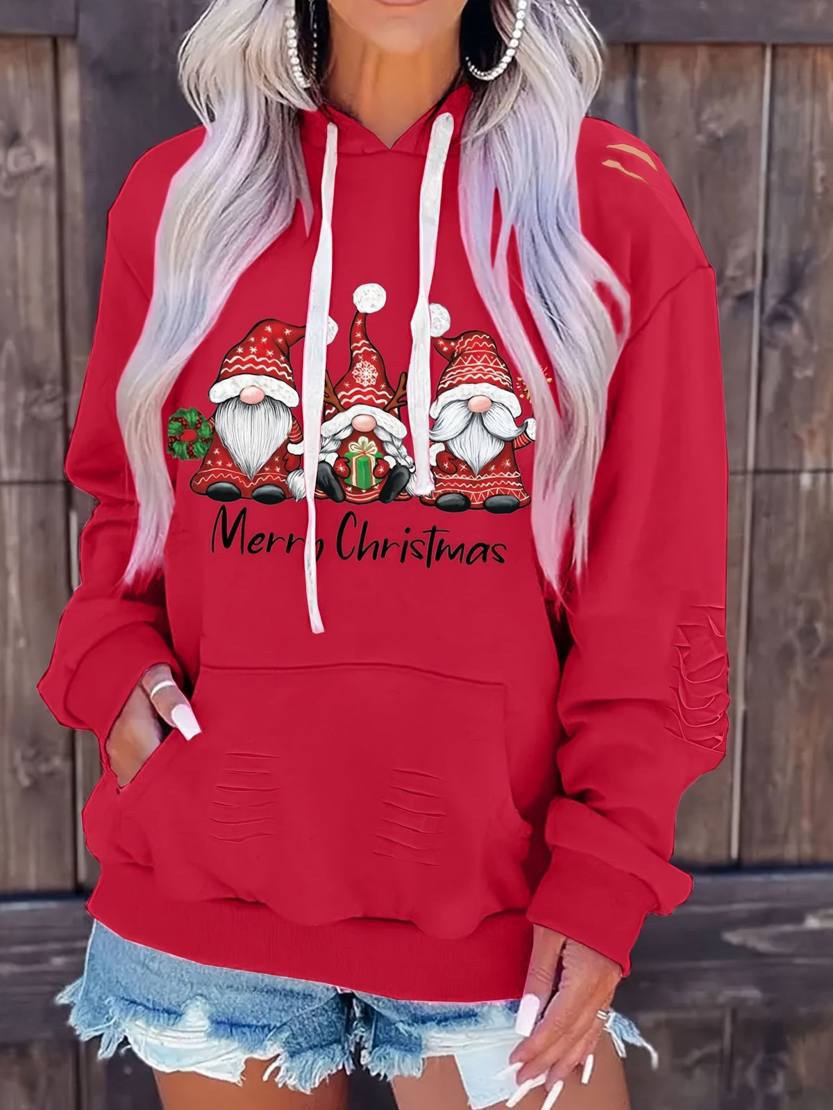 VELYORA — Sweat à capuche – Motif lutin de Noël, photographie du produit