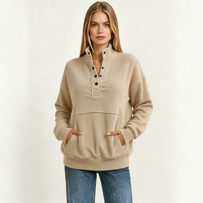 VELYORA — Sweat femme à boutons – Style décontracté, photographie du produit